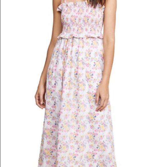 Kos Resort Floral Smocked Tie Strap Maxi Dress M - Picture 4 of 13